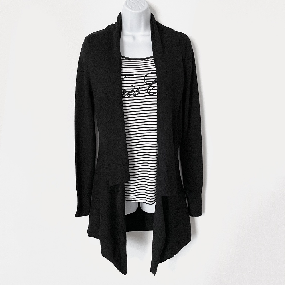 White House Black Market Black Long Sleeve Sweater Gold Buttons Size M